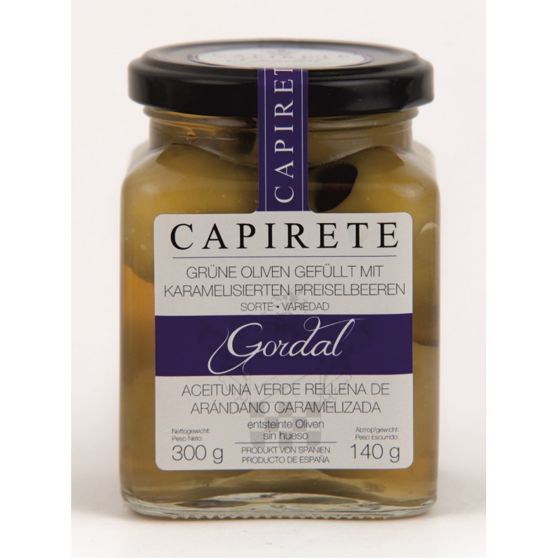 Gordal Oliven mit karamellisierten Moosbeeren 0,3 kg