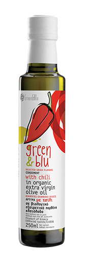Aromatisiertes Olivenöl extra nativ mit Chili von Green & Blu 0,25 l Flasche