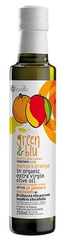 Aromatisiertes Olivenöl extra nativ mit Mango & Orange von Green & Blu 0,25 l Flasche