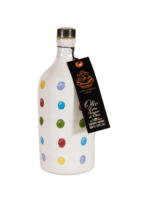 Olio extra vergine, Terracotta-Flasche gepunktet Antica Olearia Muraglia, Apulien 0,5 l