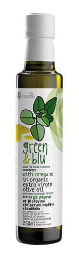 Aromatisiertes Olivenöl extra nativ mit Oregano von Green & Blu 0,25 l Flasche