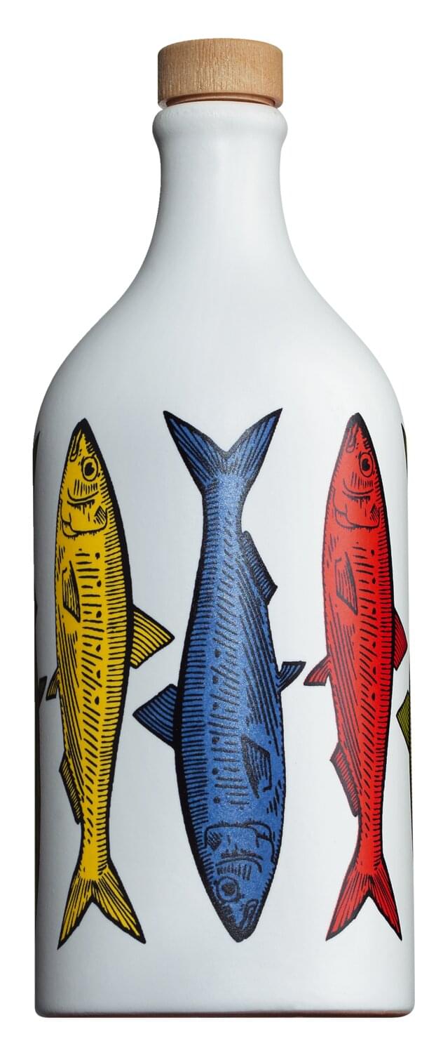 Olio extra vergine, Terracotta-Flasche Sardinen Antica Olearia Muraglia, Apulien 0,5 l