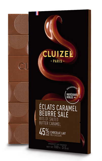Eclats Caramel Beurre Sale Vollmilchschokolade 45% mit Salzkaramell, Cluizel, 0,1 kg