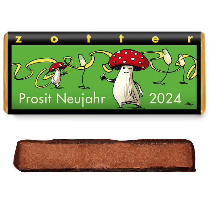 BIO Prosit Neujahr 2024,  Zotter Schokolade 0,07 kg